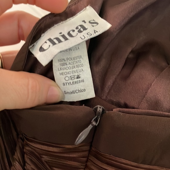 CHICA’S BROWN MAXI LONG FORMAL DRESS SIZE S - Picture 11 of 12